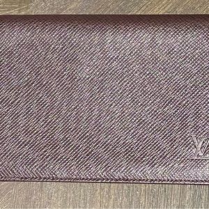 Louis Vuitton Long Wallet Card Case Brown Leather made I. France.